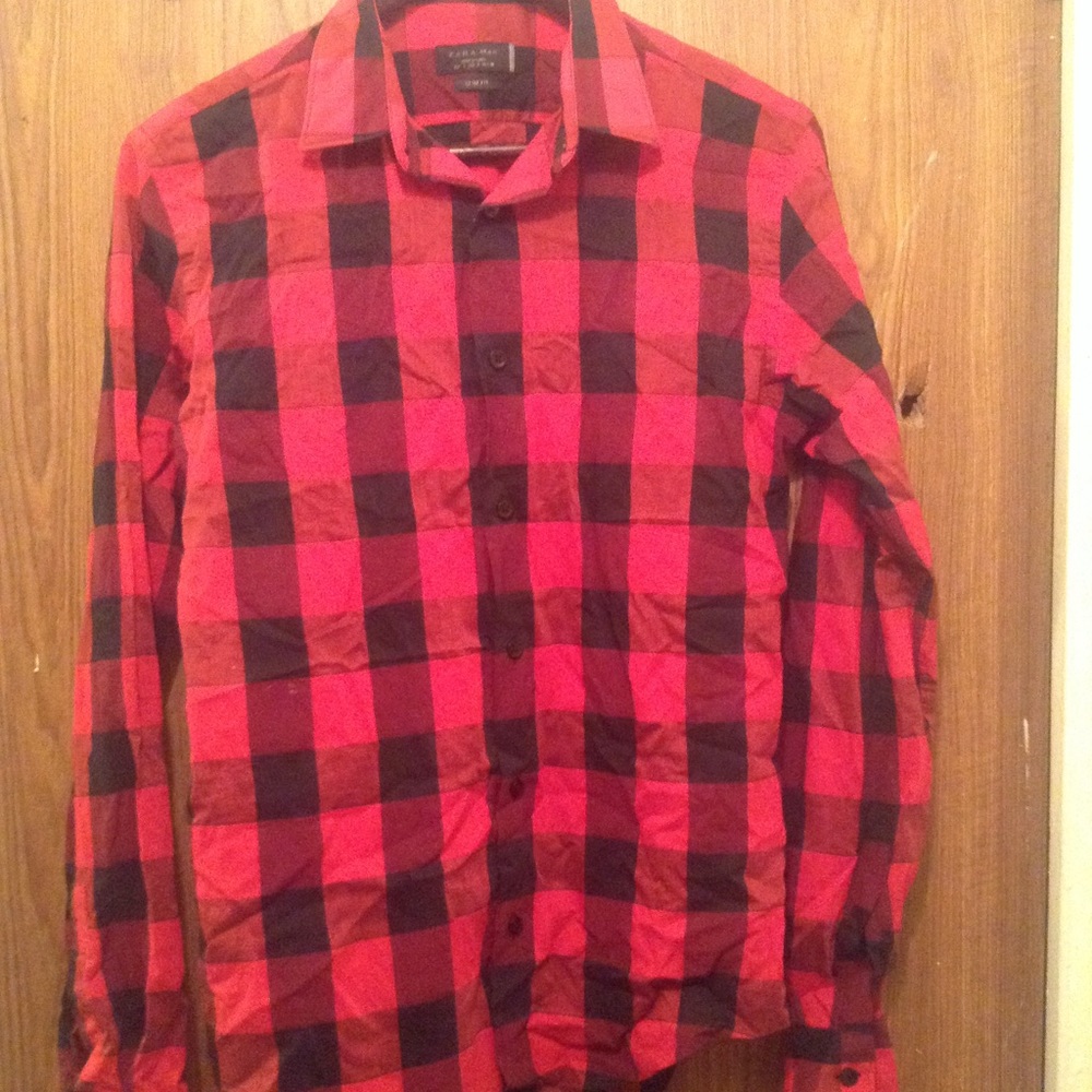 Zara checkered printed dress shirt